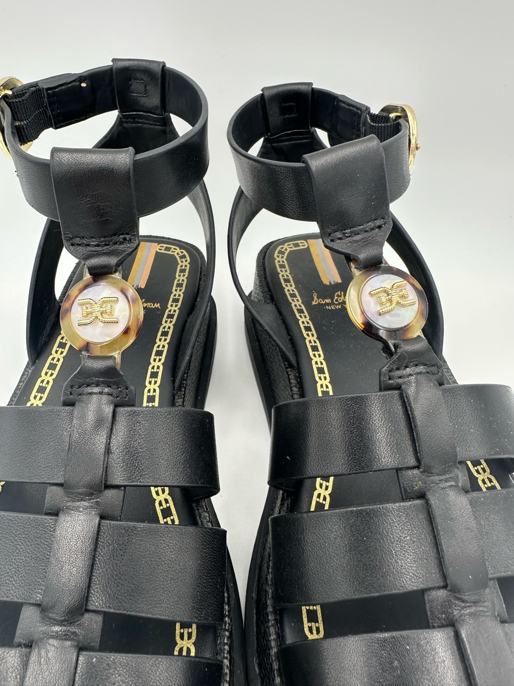 Sam Edelman NAIMA Black Leather Platform Gladiator Sandals Size 8.5 - Picture 4 of 9